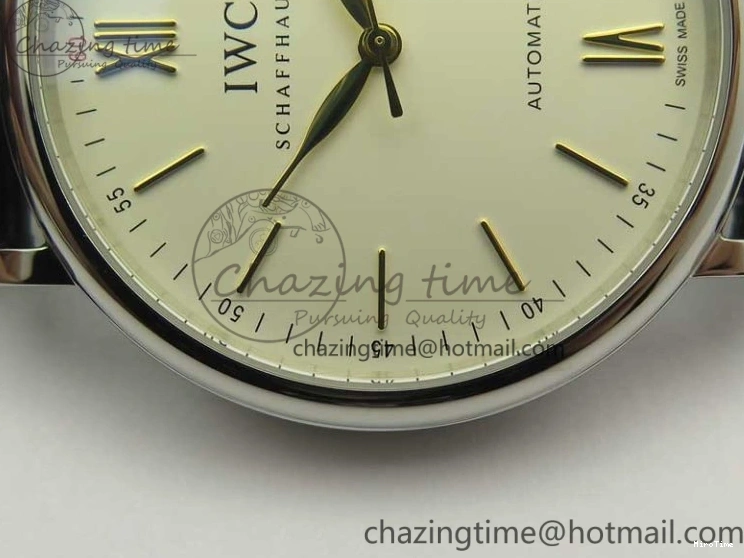 MIROTIME 0106 Affordable Portofino IW356501 SS V3 MK 1:1 Best Edition White Dial Gold Markers On Black Leather Strap MIYOTA 7196